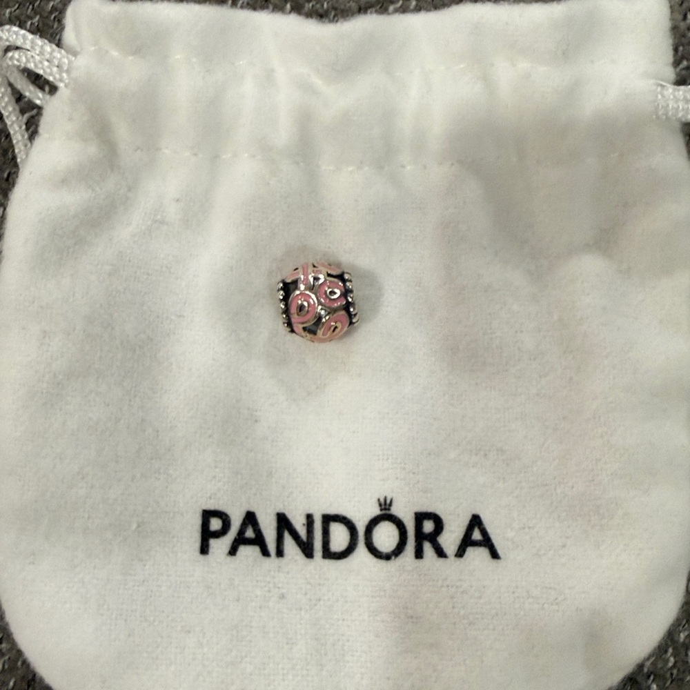 Pandora Pink and Silver Breast Cancer Ribbon Charm